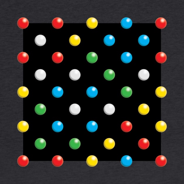 Primary Coloured Discs On A Black Square by sleepingdogprod